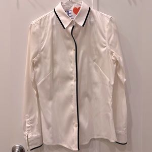 Classic white button down with black trim